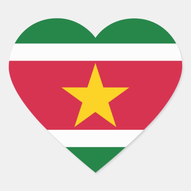 Suriname Flag Heart Sticker (Front)