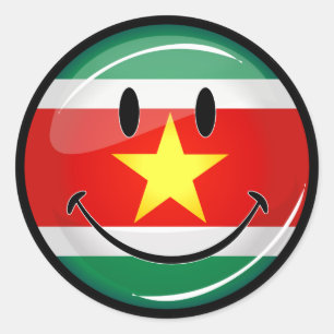 Suriname Flag Smiling Face Classic Round Sticker
