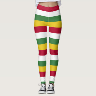 Suriname National Flag Colours Horizontal Striped Leggings