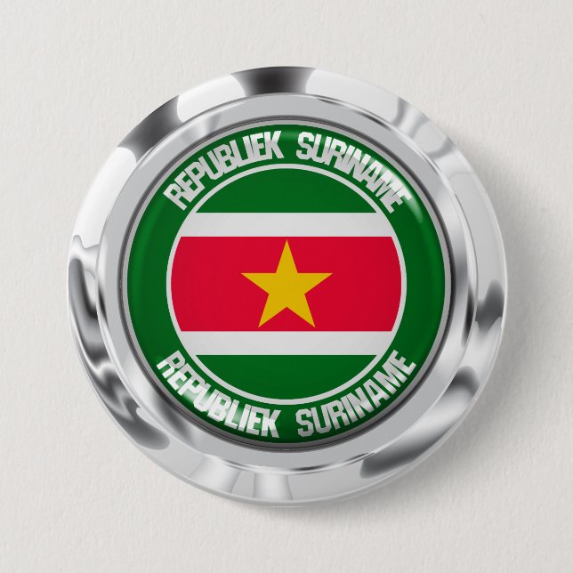 Suriname Round Emblem 3 Inch Round Button (Front)