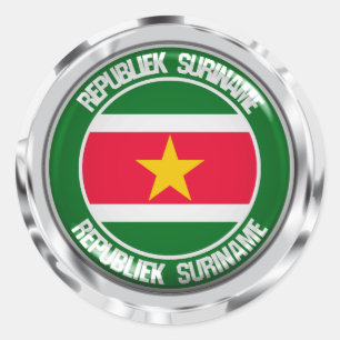 Suriname Round Emblem Classic Round Sticker