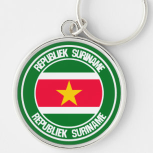 Suriname Round Emblem Keychain