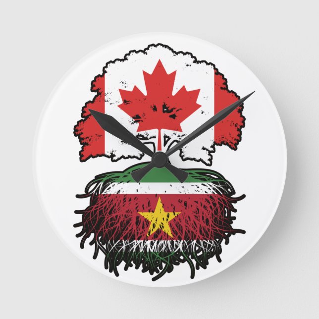 Suriname Surinamese Canadian Canada Tree Roots Round Clock (Front)