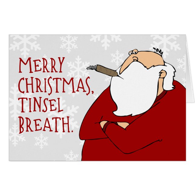 Surly, Cigar-Smoking Père Noël Christmas Card (Devant horizontal)
