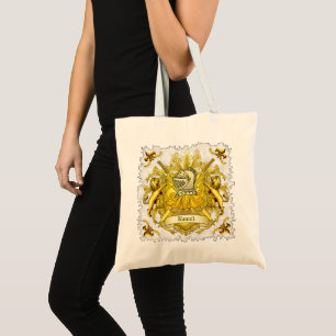 Surname Family Crest Yellow Knight Shield Tote Bag