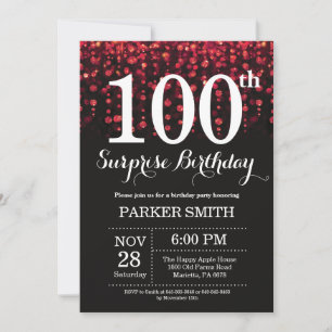 Surprise 100e anniversaire Invitation Parties scin