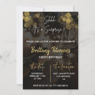 Surprise 100th birthday invitations Glam Glitter