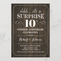 Surprise 10th Wedding Anniversary - Rustic Wood