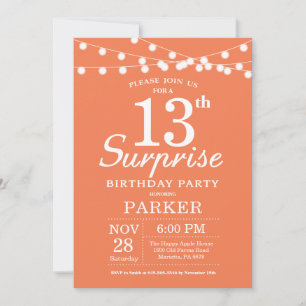 Surprise 13e anniversaire Invitation Coral