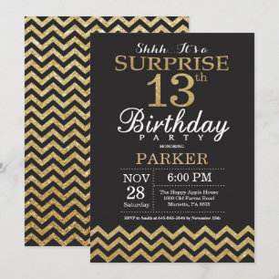 Surprise 13e anniversaire Invitation Parties scint
