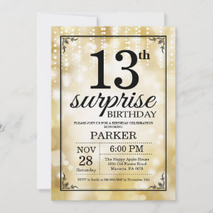 Surprise 13e anniversaire Invitation Parties scint