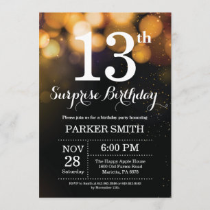 Surprise 13e anniversaire Invitation Parties scint