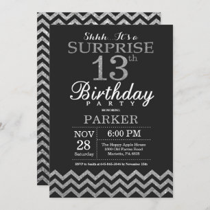 Surprise 13e anniversaire Invitation Parties scint