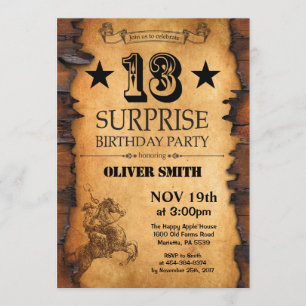 Surprise 13e Invitation Occidentale Anniversaire