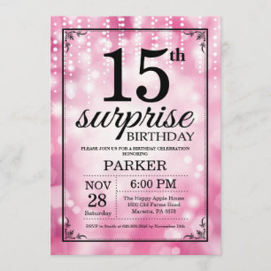 Surprise 15e anniversaire Invitation Parties scint