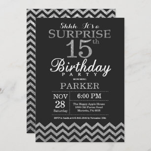 Surprise 15e anniversaire Invitation Parties scint