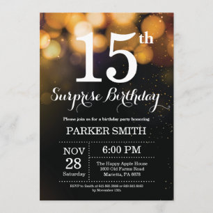 Surprise 15e anniversaire Invitation Parties scint