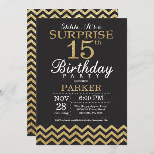 Surprise 15e anniversaire Invitation Parties scint