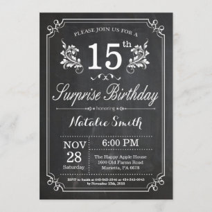 Surprise 15th Birthday Invitation Chalkboard