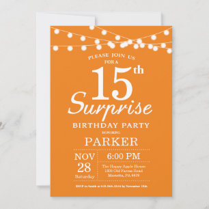 Surprise 15th Birthday Invitation Orange