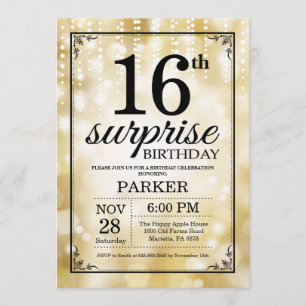 Surprise 16e anniversaire Invitation Parties scint