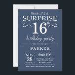 Surprise 16th Birthday Invitation Blue<br><div class="desc">Surprise 16th Birthday Invitation with Blue Background. Kids Birthday. Boy or Girl Bday Invite. 13th 15th 16th 18th 20th 21st 30th 40th 50th 60th 70th 80th 90th 100th,  Any age. For further customization,  please click the "Customize it" button and use our design tool to modify this template.</div>