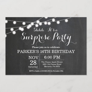Surprise 16th Birthday Invitation Chalkboard