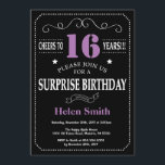 Surprise 16th Birthday Invitation Purple and Black<br><div class="desc">Surprise 16th Birthday Invitation Purple and Black Typography. Chalkboard. Black and White Background. Kids Birthday. Male Men or Women Birthday. Kids Boy or Girl Lady Teen Teenage Bday Invite. 13th 15th 16th 18th 20th 21st 30th 40th 50th 60th 70th 80th 90th 100th. Any Age. For further customization, please click the...</div>