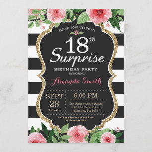 Surprise 18e anniversaire Invitation Femmes. Flora