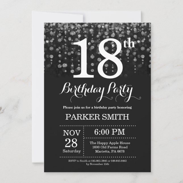 Surprise 18e anniversaire Invitation Parties scint (Devant)