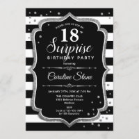 Surprise 18th Birthday - Black White Silver