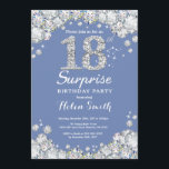 Surprise 18th Birthday Blue Silver Diamond Invitation<br><div class="desc">Surprise 18th Birthday Invitation. Blue and Silver Rhinestone Diamond Red Background. Elegant Birthday Bash invite. Adult Birthday. Women Birthday. Men Birthday. For further customization,  please click the "Customize it" button and use our design tool to modify this template.</div>