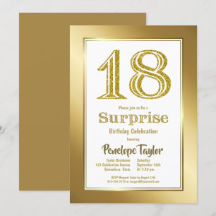 Surprise 18th Birthday Gold Party Invitation