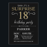 Surprise 18th Birthday Invitation Black and Gold<br><div class="desc">Surprise 18th Birthday Invitation with Black and Gold Glitter Background. Chalkboard. Adult Birthday. Men or Women Bday Invite. Any age. For further customization,  please click the "Customize it" button and use our design tool to modify this template.</div>