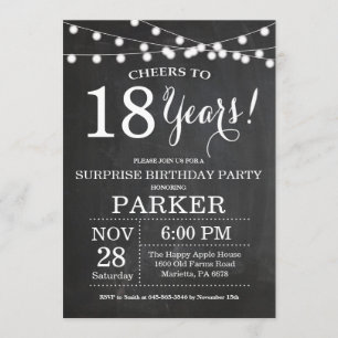 Surprise 18th Birthday Invitation Chalkboard