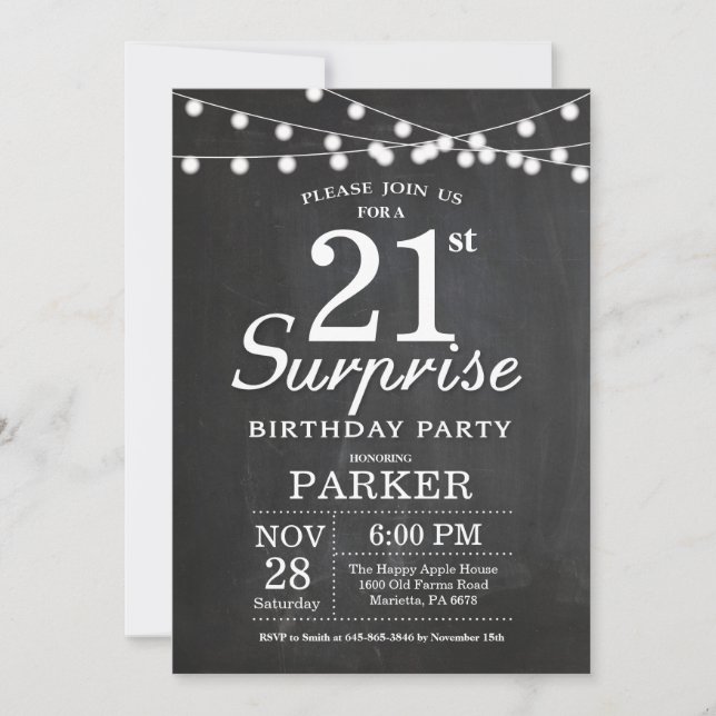 Surprise 18th Birthday Invitation Chalkboard (Front)