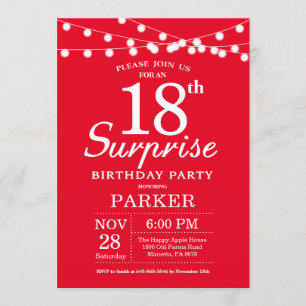 Surprise 18th Birthday Invitation Red