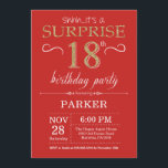 Surprise 18th Birthday Invitation Red and Gold<br><div class="desc">Surprise 18th Birthday Invitation with Red and Gold Glitter Background. Adult Birthday. Men or Women Bday Invite. Any age. For further customization,  please click the "Customize it" button and use our design tool to modify this template.</div>