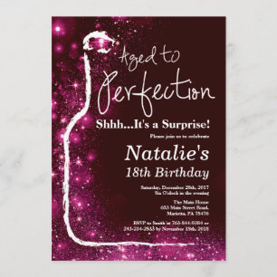 Surprise 18th Birthday Wine Aged to Perfection Invitation