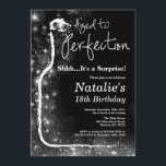 Surprise 18th Birthday Wine Aged to Perfection Invitation<br><div class="desc">Surprise 18th Wine Birthday Invitation. Aged to Perfection. Red Wine. Wine Tasting Invitation. Black and Silver Glitter Champagne. 18th 20th 21st 30th 40th 50th 60th 70th 80th 90th 100th,  Any Ages. For further customization,  please click the "Customize it" button and use our design tool to modify this template.</div>