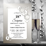 Surprise 18th Silver Geometric Birthday Party Invitation<br><div class="desc">Organize and invite your friends and loved ones to your surprise 18th birthday party with this stylish silver hexagonal geometric birthday party invitation.</div>