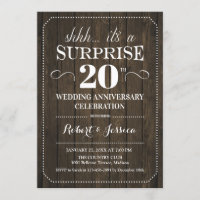 Surprise 20th Wedding Anniversary - Rustic Wood