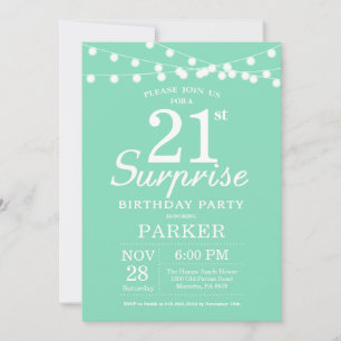 Surprise 21e anniversaire Invitation Mint Green