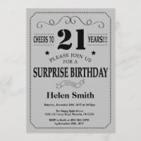 Surprise 21st Birthday Black and Silver Grey