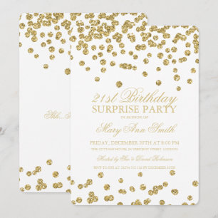 Surprise 21st Birthday Gold Glitter Confetti Invitation