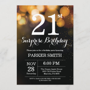 Surprise 21st Birthday Invitation Gold Glitter
