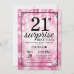 Surprise 21st Birthday Invitation Pink Glitter<br><div class="desc">Surprise 21st Birthday Invitation with Pink String Lights with Pink Glitter Background. Pink Birthday. Adult Birthday. Men or Women Bday Invite. 13th 15th 16th 18th 20th 21st 30th 40th 50th 60th 70th 80th 90th 100th, Any age. For further customization, please click the "Customize it" button and use our design tool...</div>