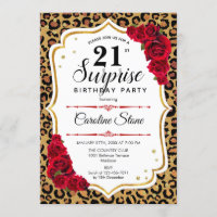 Surprise 21st Birthday - Leopard Gold White Red