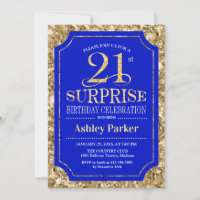 Surprise 21st Birthday Party - Gold Royal Blue