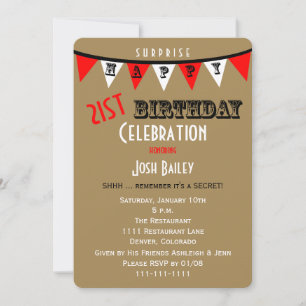 Surprise 21st Birthday Party Invitations Bunting